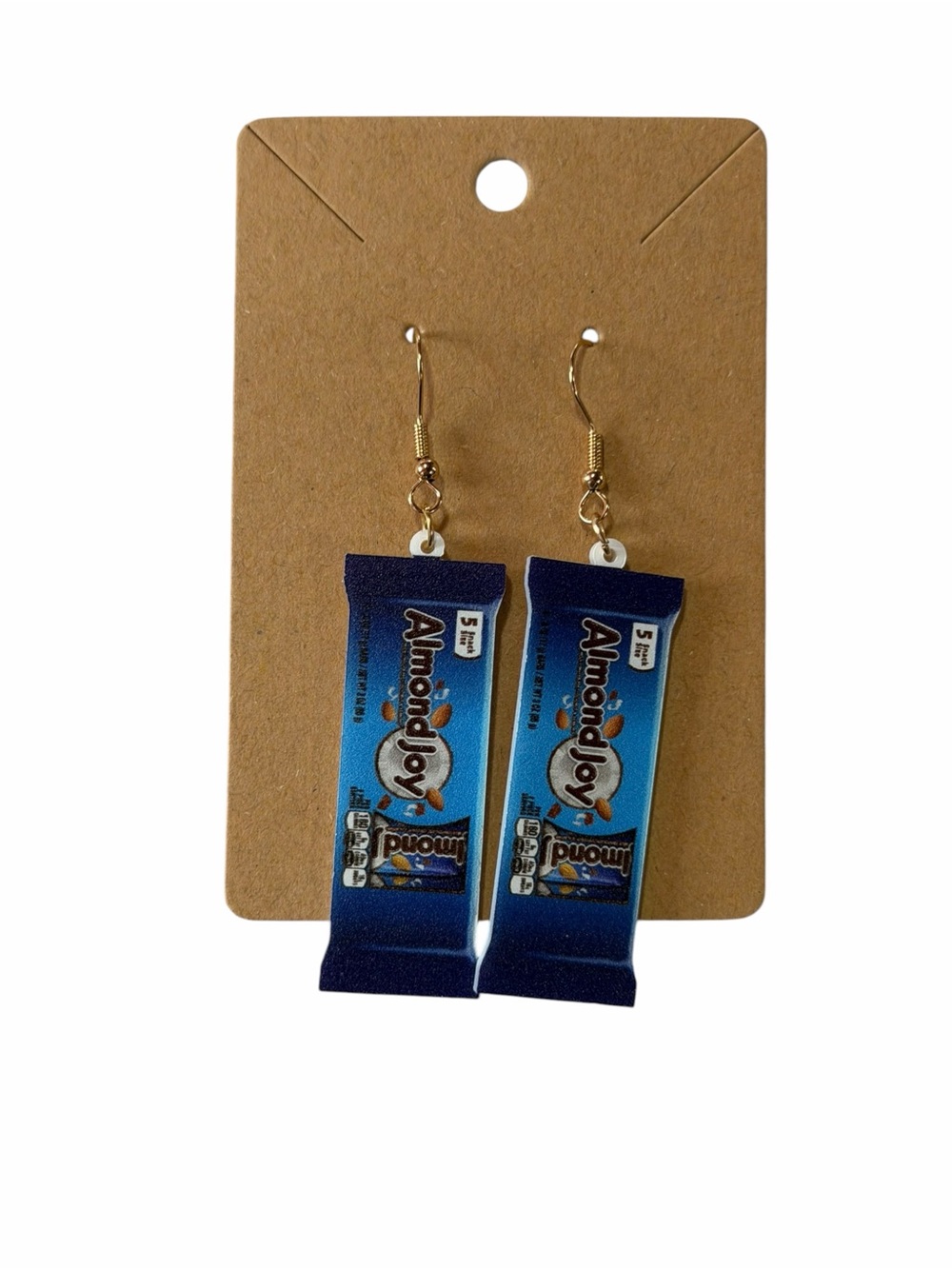 Novelty Earrings - Blue Almond Candy Bar Design